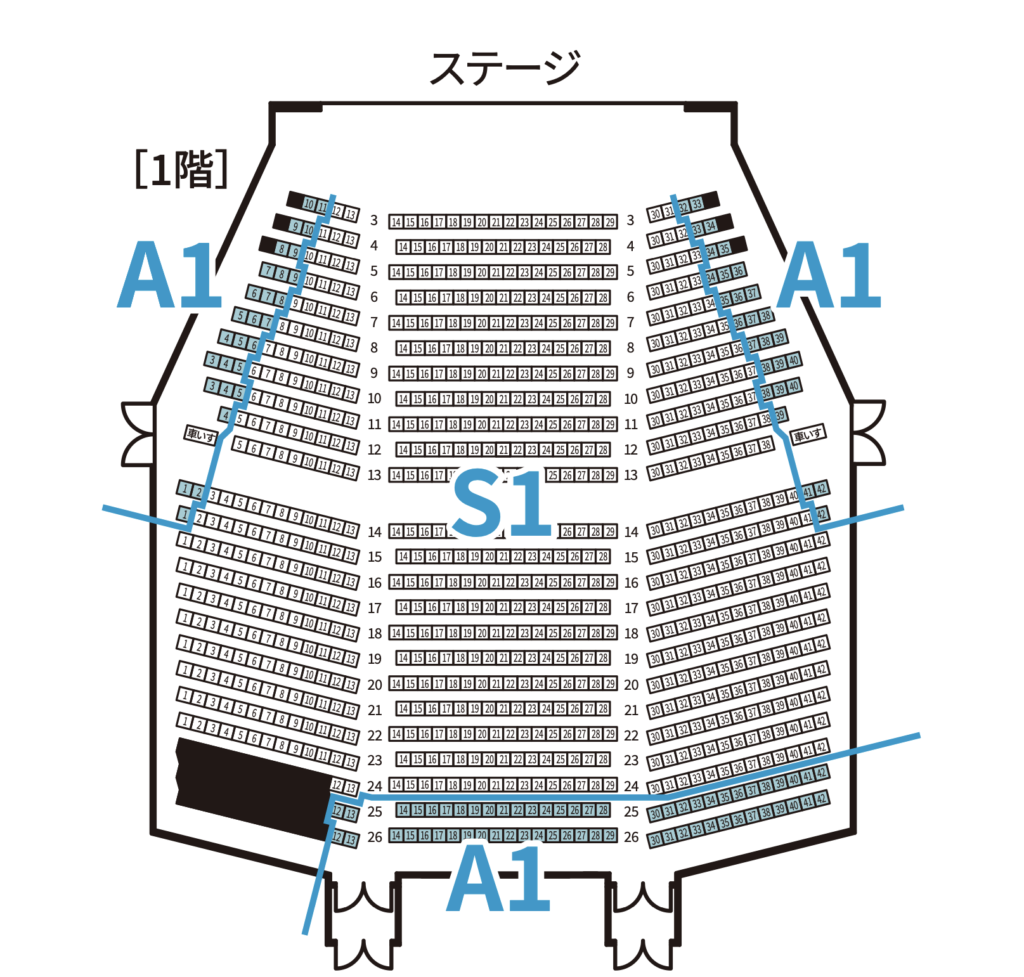 劇団四季「アナと雪の女王」座席表(1階席)