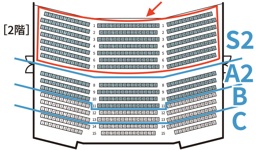 劇団四季「アナと雪の女王」座席表(2階席)