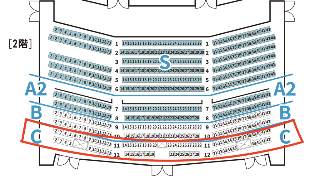 劇団四季「アラジン」2階座席表