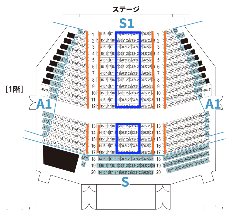 有明四季劇場 座席表(1階)