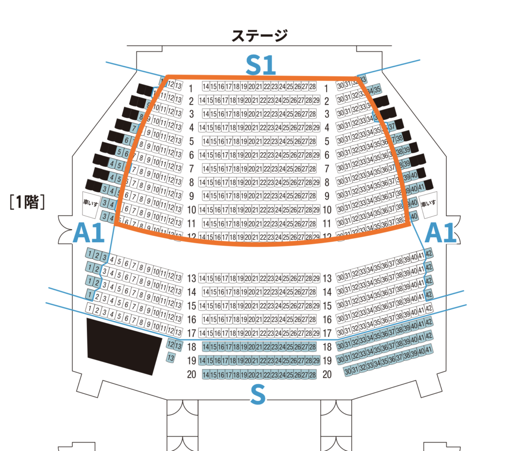 有明四季劇場 座席表(1階)