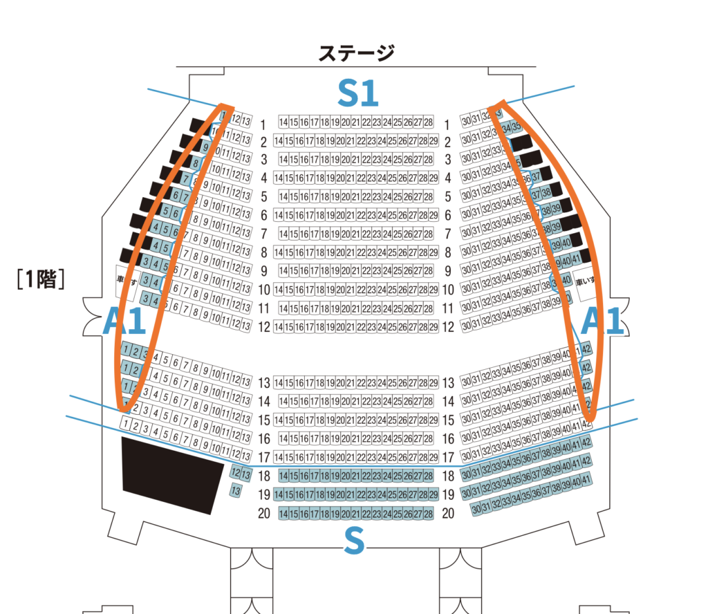 有明四季劇場 座席表(1階)