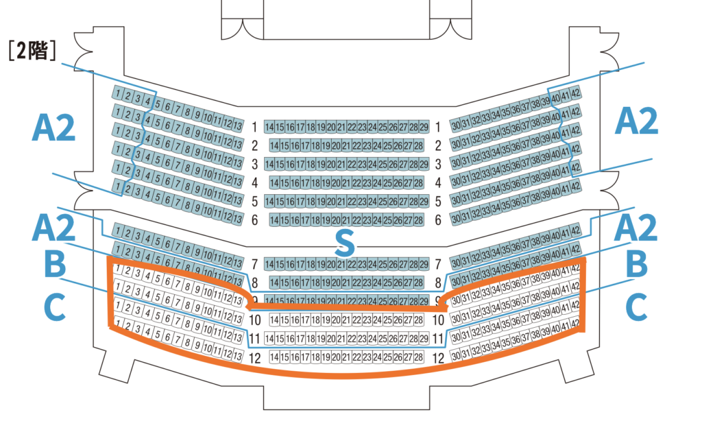 有明四季劇場 座席表(2階)