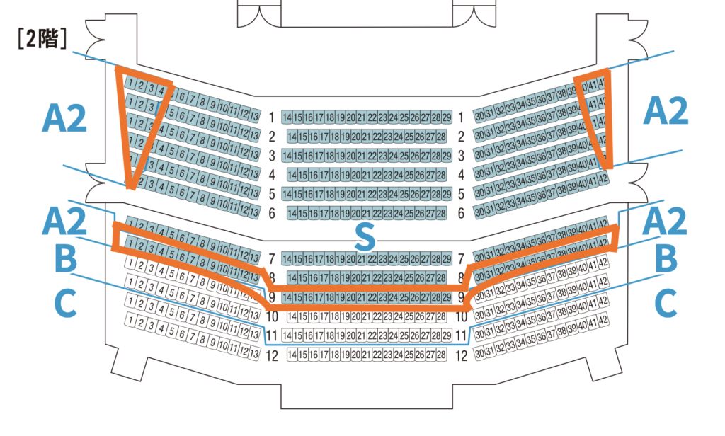 有明四季劇場 座席表(2階)