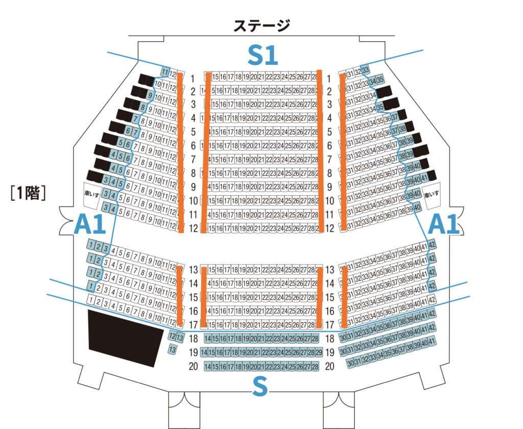 有明四季劇場 座席表(1階)