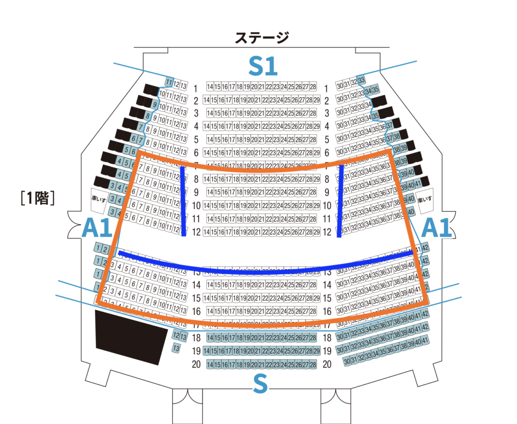 有明四季劇場 座席表(1階)