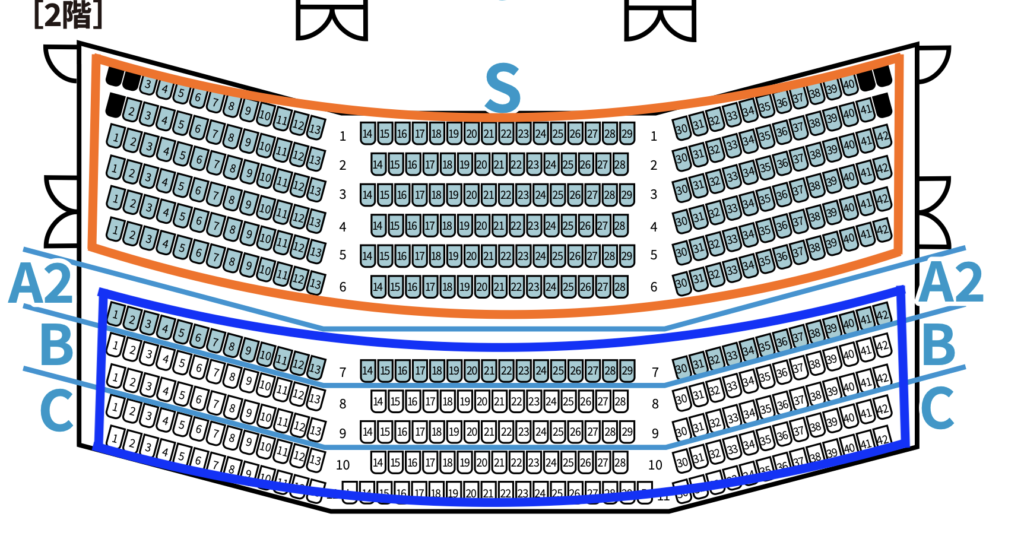 名古屋四季劇場「バケモノの子」座席表(2階)